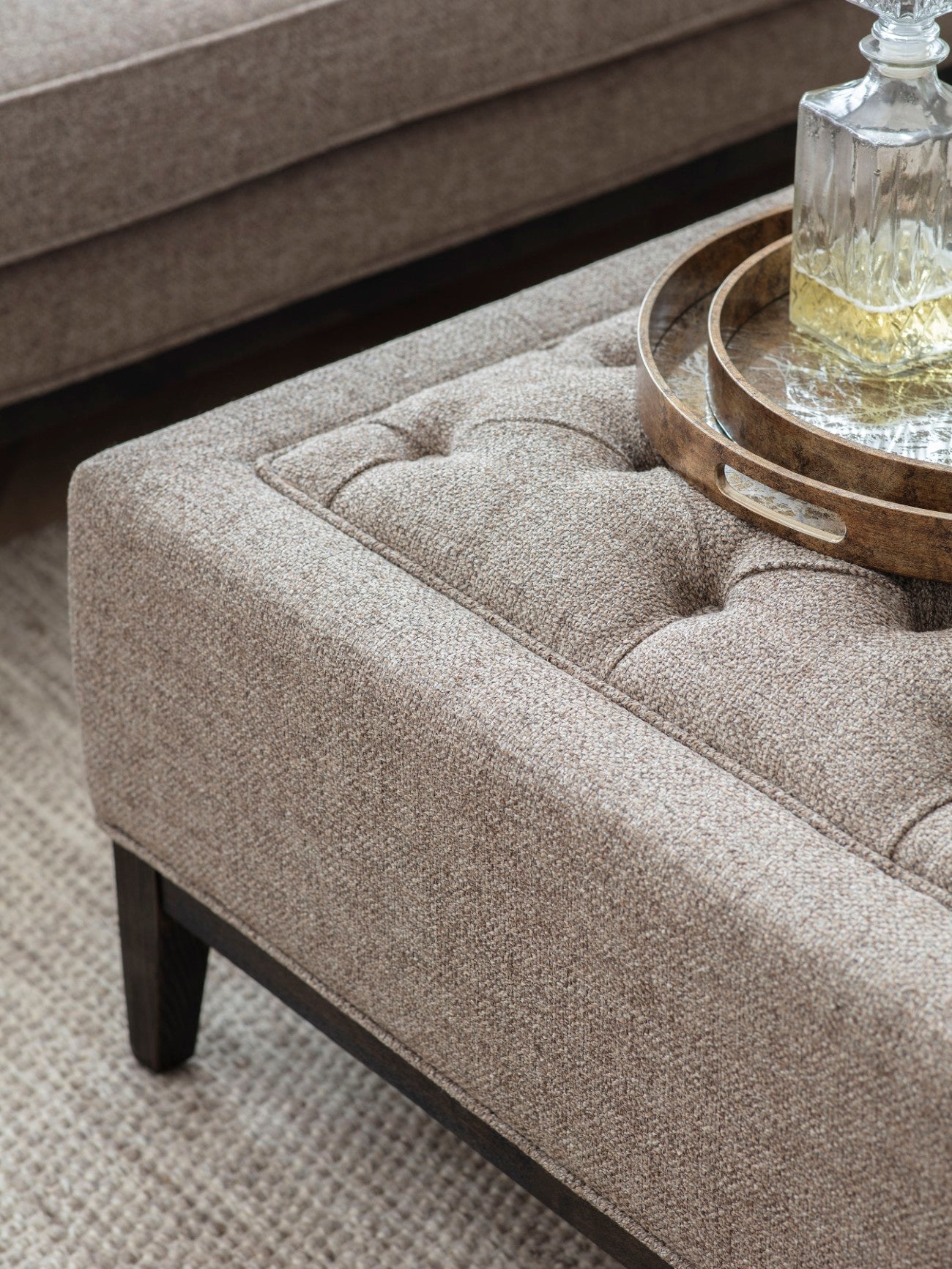 Theodore Dark Taupe Buttoned XL Ottoman